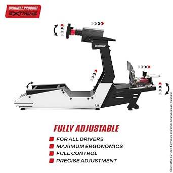 Extreme Simracing Chassis 4.0 (White) Bundle with Front Direct Drive Mount | Compatible with front-drilled DD wheelbases: Simagic, Simucube, Moza & Fanatec | Adjustable Steel Racing Cockpit