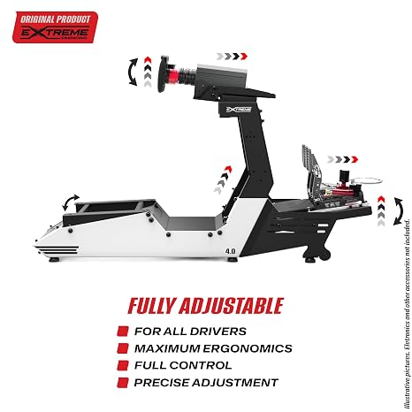 Extreme Simracing Chassis 4.0 (White) Bundle with Front Direct Drive Mount | Compatible with front-drilled DD wheelbases: Simagic, Simucube, Moza & Fanatec | Adjustable Steel Racing Cockpit
