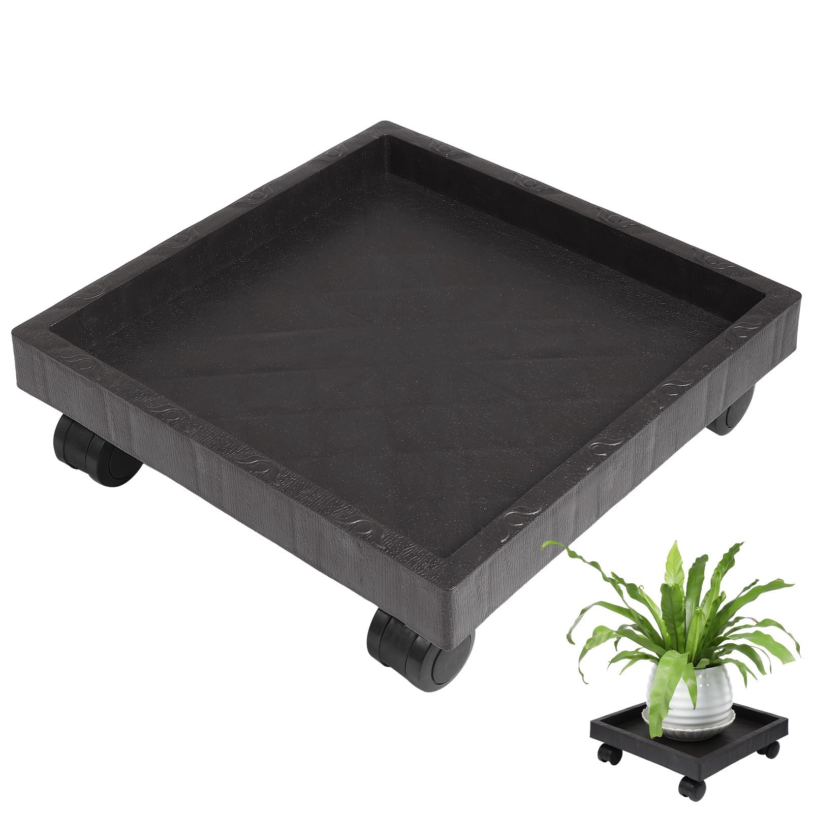Support à plantes à roulettes en plastique robuste et design esthétique pour pot de fleurs extérieur