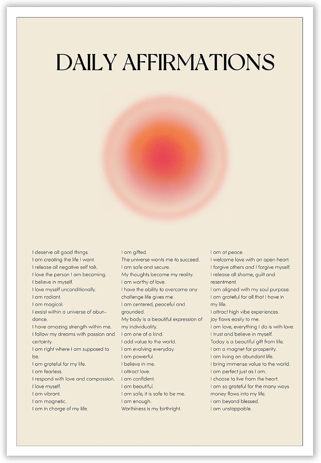 Vintage Inspirational Canvas Wall Art Print Picture Positive Affirmations Words Of Affirmation Poster Wall Prints Trendy Daily Printable Room Decor Aesthetics 12X16 in Unframed