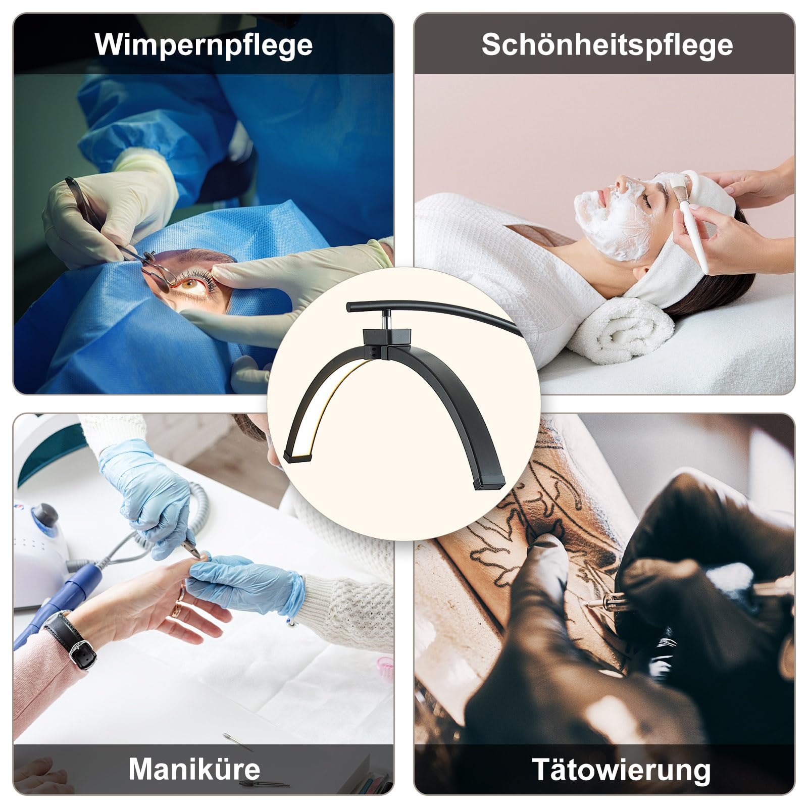 LED Stehleuchte, 45W Wimpern Lampe Kosmetik Lampe für Wimpern, Einstellbares Licht 3-6000K, Lamp mit Telefonständer, Kosmetiklampe Mondlampe für Lesen Tätowieren