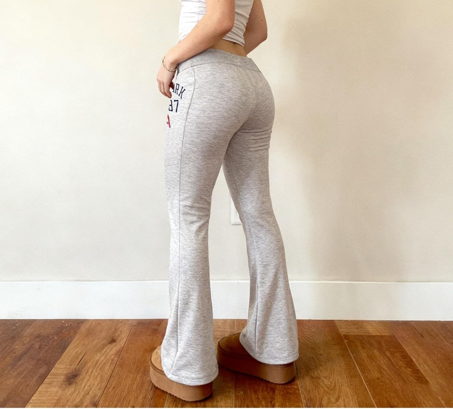 Womens Sweatpants Y2K Comfy Flare Yoga Pants Bootcut Leggings Drawstring Low Rise Wide Leg Pants Lounge Streetwear