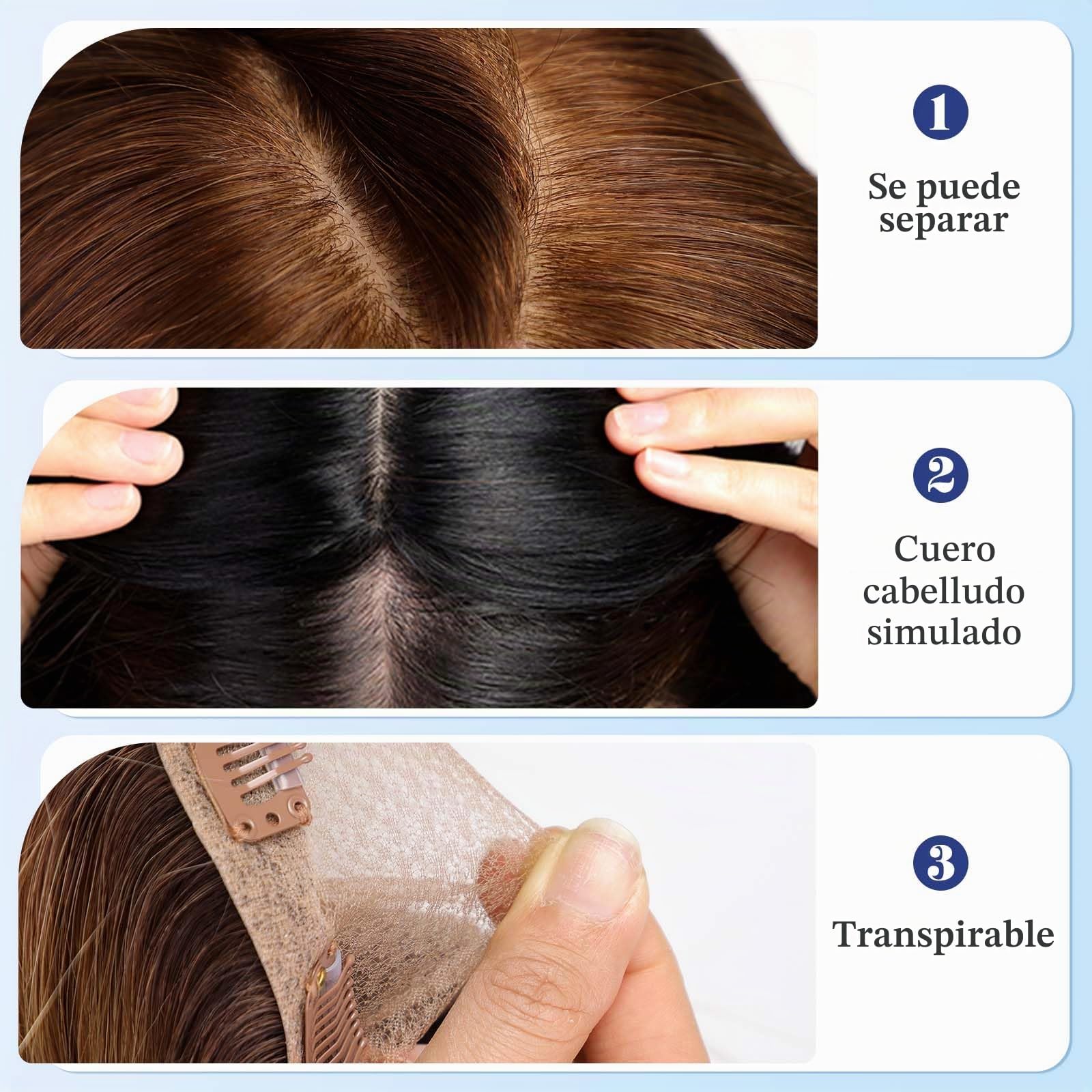 HAIRCUBE Tapa de Cabello 5"*5.5" Base para Mujeres, 14 Pulgadas castaño medio, Tapa de Cabello 100% Cabello Humano Real sin Flequillo para Mujeres con Cabello Ralo