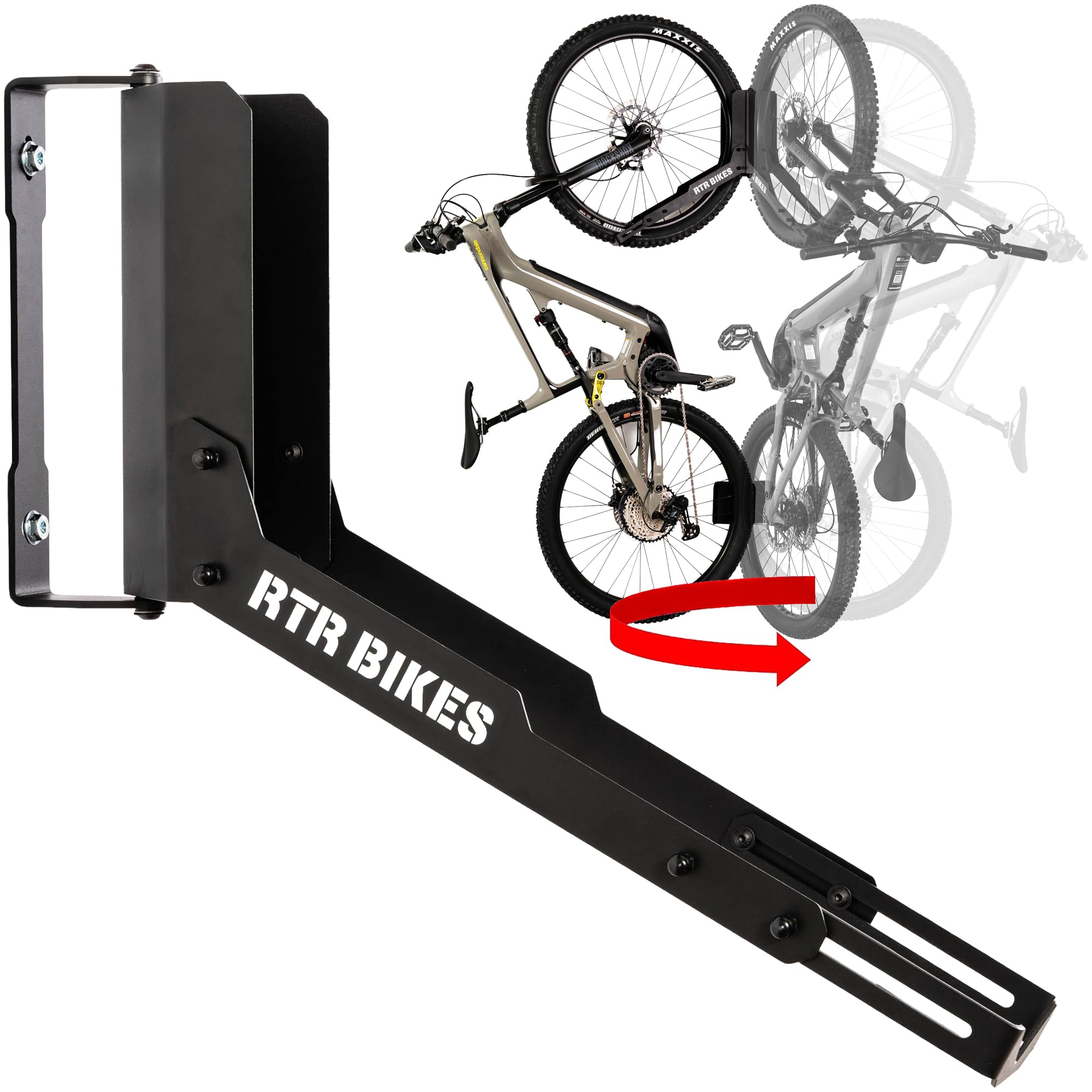 Kranked Twist Swivel Wall Bike Rack – 180° Rotating Vertical Bicycle Hanger – Heavy Duty Storage for E-Bikes & MTB up to 30kg – Fits 24-29" Wheels & 3.5" Tyres – Made in EU