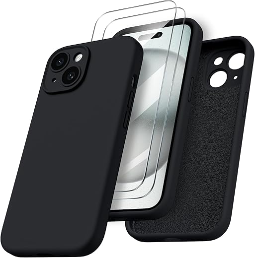 ORNARTO Cover per iPhone 15 Silicone 6.1 Pollici, con 2 Pellicola Vetro...