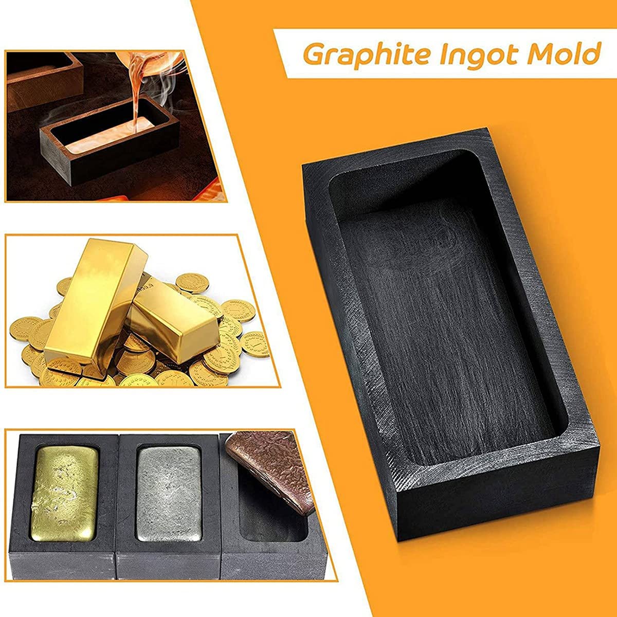 4 PièCes 1 KG le Lingot de Graphite Moule Moulage le Lingot Creuset Moule Argent Or le Lingot Moule Fonderie Raffinage Noir