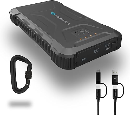Banco de energía resistente e impermeable de 20000 mAh con linterna, cargador portátil USB-C de 18 W para exteriores, campamento. Para iPhone 16,