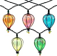 Vista 8 de 11 pies de luces de cadena multicolor con 10 bombillas, luces LED decorativas impermeables y conectables con certificación UL para colgar en patio