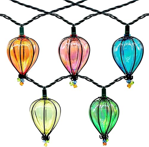 Guirnalda de luces multicolor de 11 pies con 10 bombillas, listado UL, conectable, impermeable, luces LED decorativas para colgar para patio