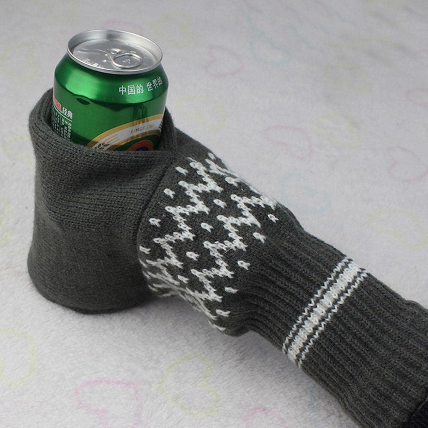Beer Mitten Gloves, Beer Mitt, Knit Stitched Drink Mitt Holder for Beer Beverage, Insulating Glove Beer Holder Keep Your Hand Warm and Drink Cold, New Year Christmas Party Favors - 2Pcs