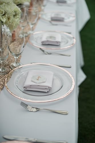 Miniatura 3 de Ms Lovely Cargador de vidrio transparente de 13 pulgadas con borde metálico, juego de 4 unidades, color dorado