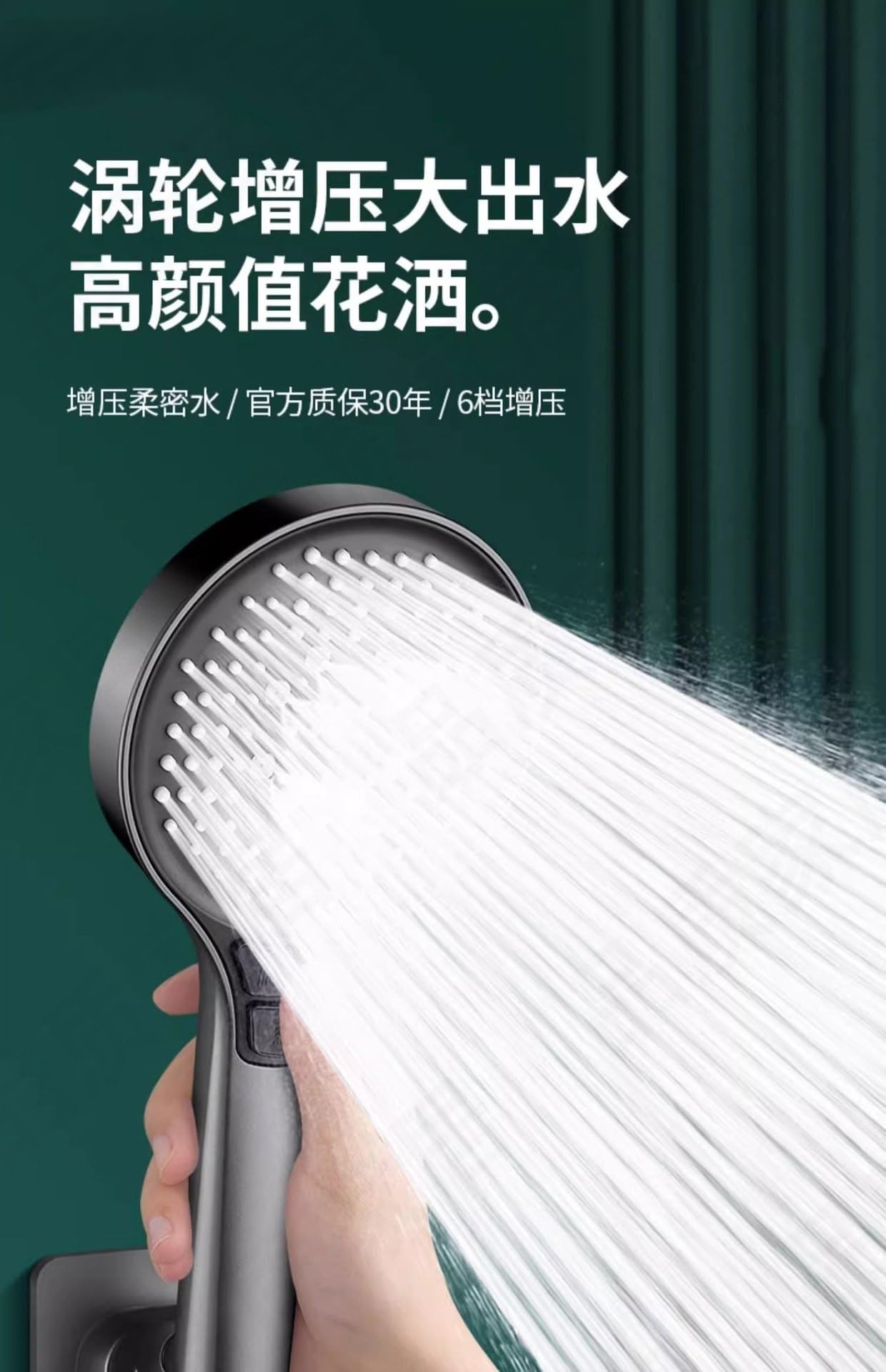 Soffione doccia a 6 modalità, pannello grande da 13 cm, alta pressione, grande portata, rubinetto per doccia a pioggia, ugello per vasca da bagno(Black Shower)