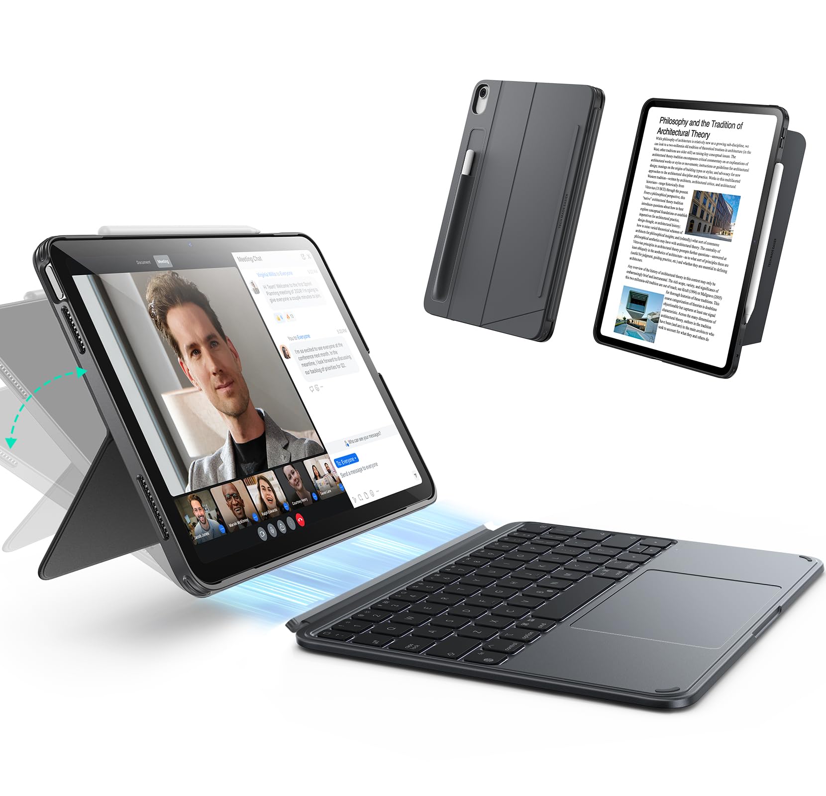 iPad11世代 ESRkeyboardcase・pencil付属 Gray Wireless iPad A16(11th Gen) Keyboard Case with Touchpad | ESR