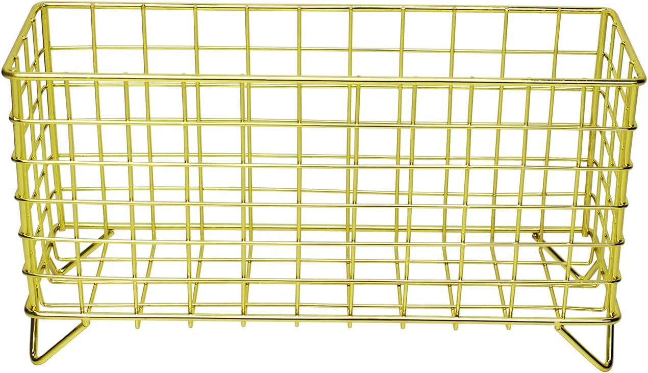 Metal Wire Storage Basket,Fruit Basket,Bathroom Shelf Rack,Iron Countertop Storage Rack Suitable for kitchen, bathroom, bedroom, living room (Gold)