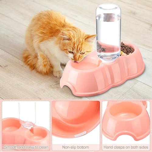 Miniatura 30 de Kit de iniciación de 7 piezas para gatos pequeños, caja de arena para gatos con alfombrilla de arena para patas de pala, cuencos dobles automáticos
