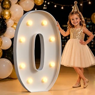 Mixifox Marquee Numbers 3 Feet Tall, Light up Numbers 0 Birthday Decoration