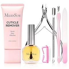MelodySusie Cuticle Remover Kit 60g Cuticle Remover Cream 15ML Cuticle Oil Cuticle Nipper Trimmer Pusher Nail File and