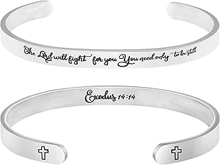Memgift 𝐂𝐡𝐫𝐢𝐬𝐭𝐢𝐚𝐧 𝐁𝐫𝐚𝐜𝐞𝐥𝐞𝐭𝐬 for 𝐖𝐨𝐦𝐞𝐧 Inspirational Gifts Bible Verse Religious Faith Jewelry Cuff Bracelet Mothers Day Christmas Birthday Jewelry for Her Mother Daughter