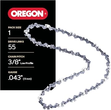 Oregon Chainsaw Chain for 16" Bar, 3/8" LP, .043" Gauge, 55 Drive Links