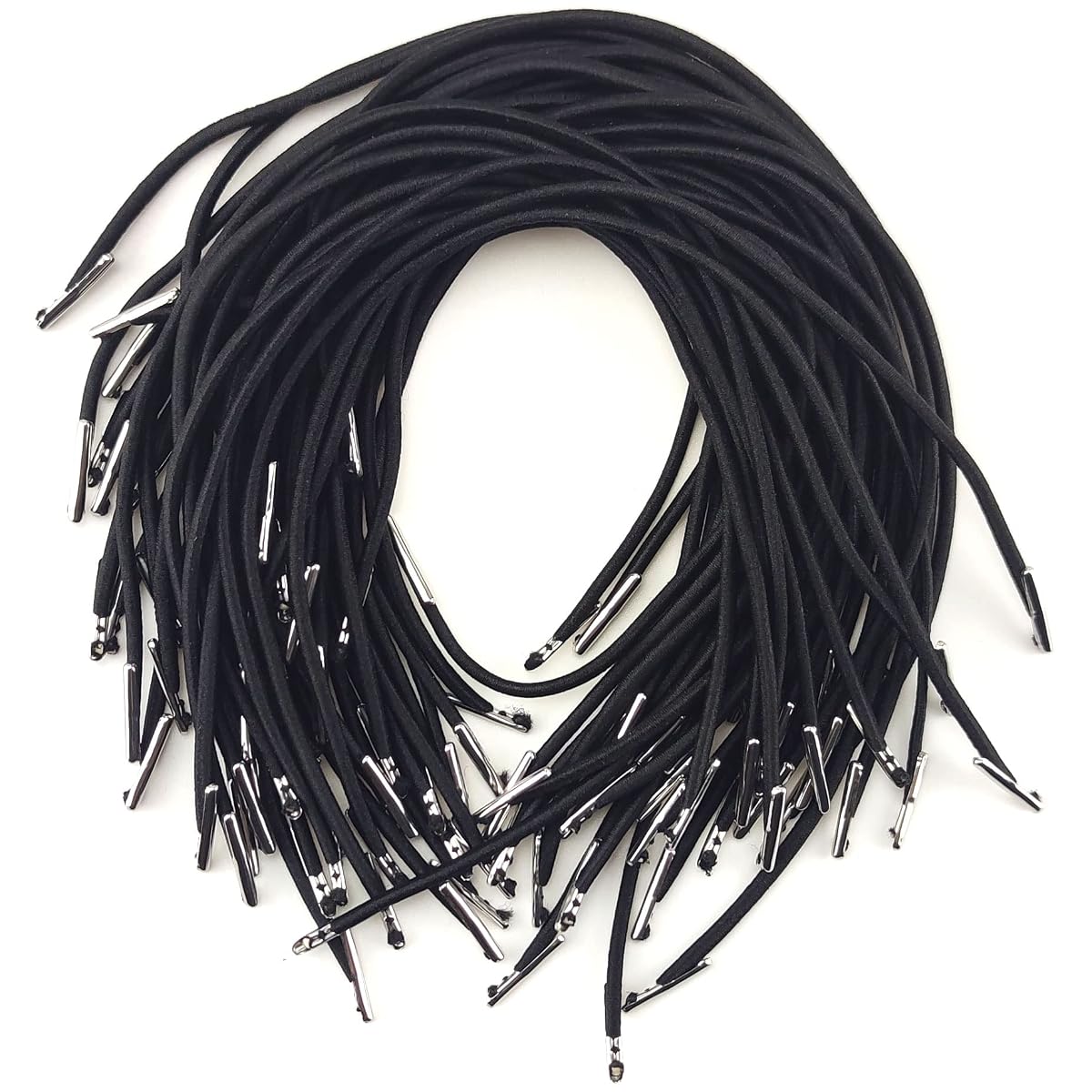 50 Pcs Black Elastic Barbed Cord 25cm 9.8 inch Stretch Loop Band String with