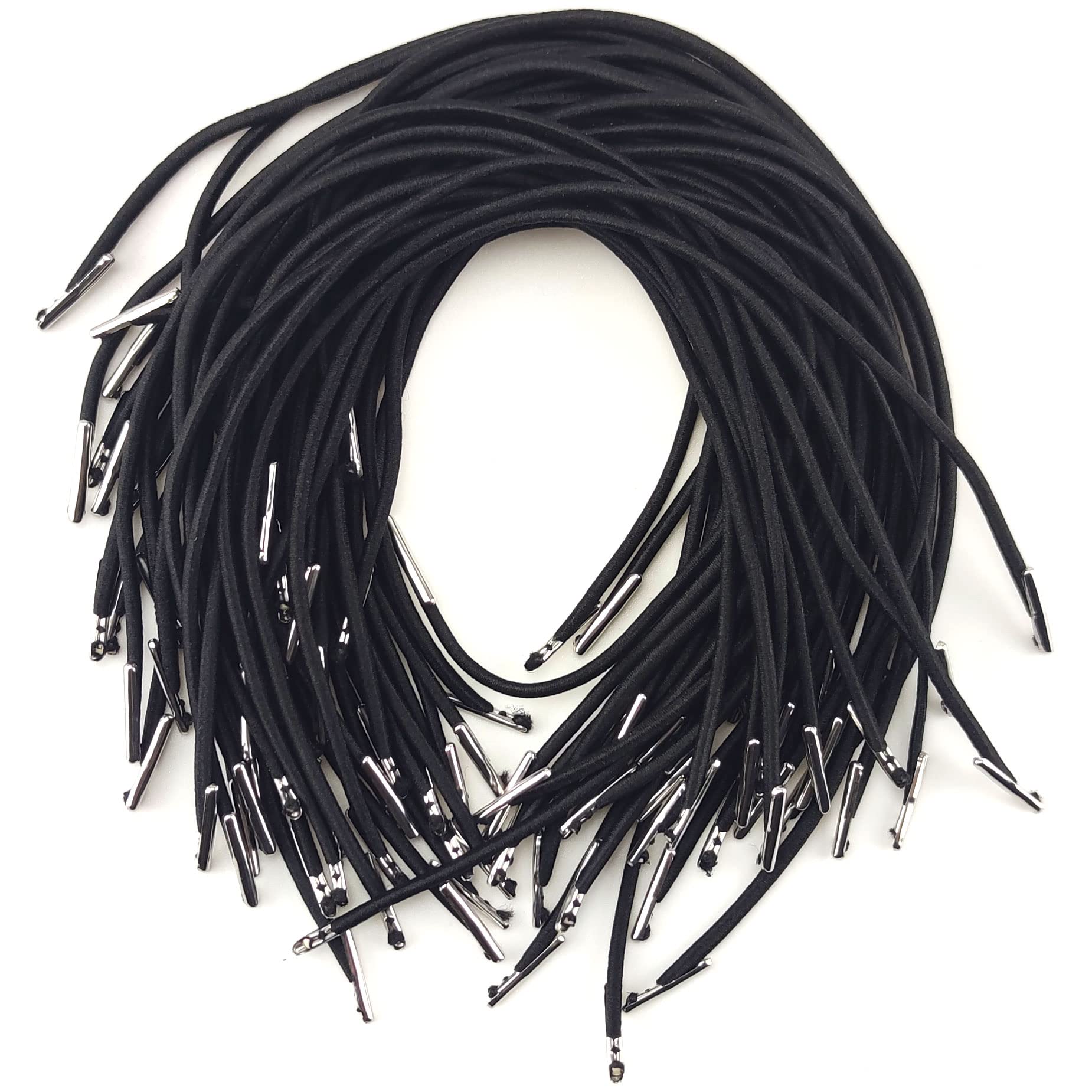 50 Pcs Black Elastic Barbed Cord 25cm 9.8 inch Stretch Loop Band String with