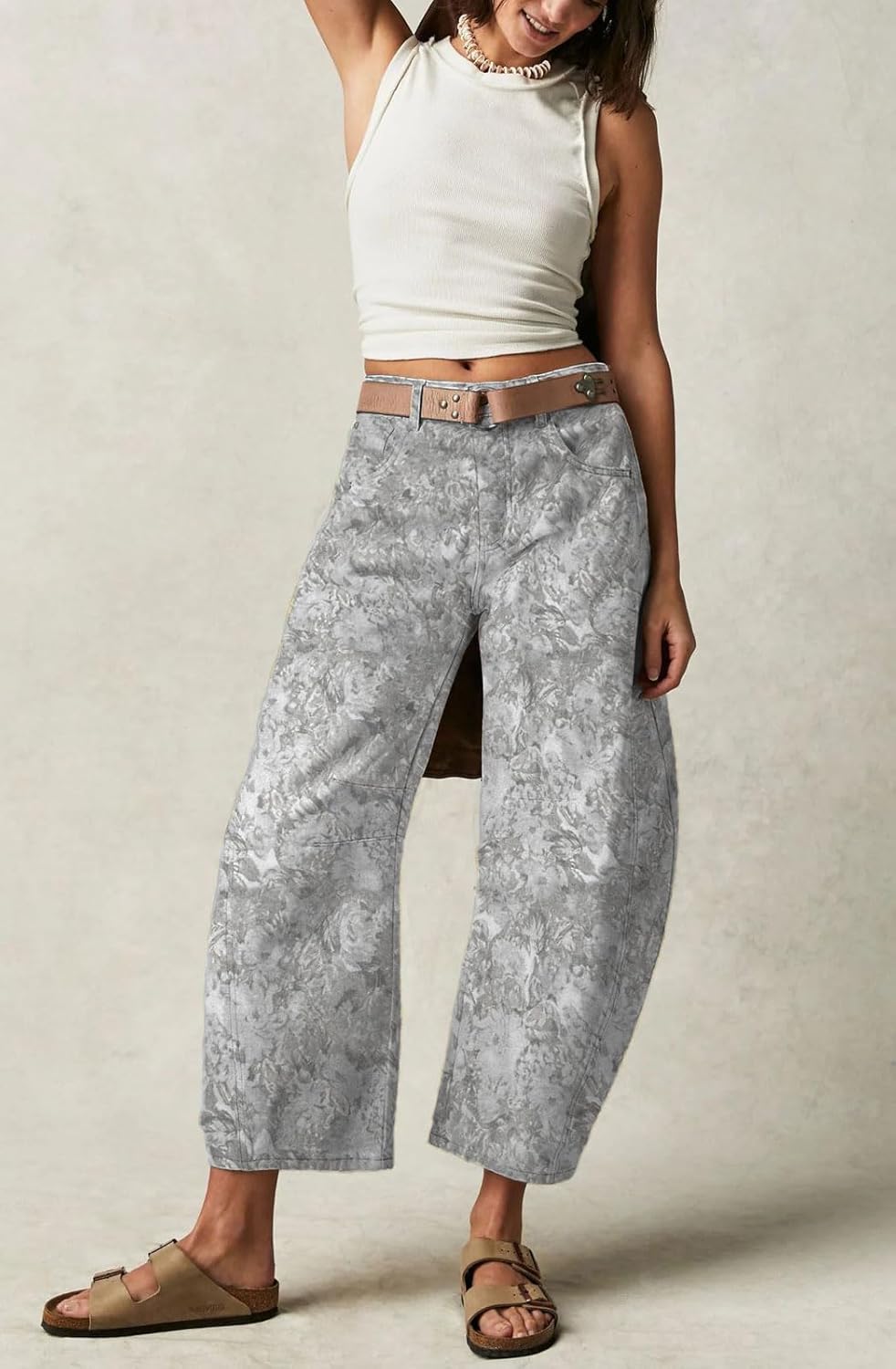 loveimgs Women Baggy Barrel Jeans Mid Rise Printed Denim Pants Wide Leg Jeans Boyfriend Y2k Patchwork Cartoon 2025 Hippie - Image 2