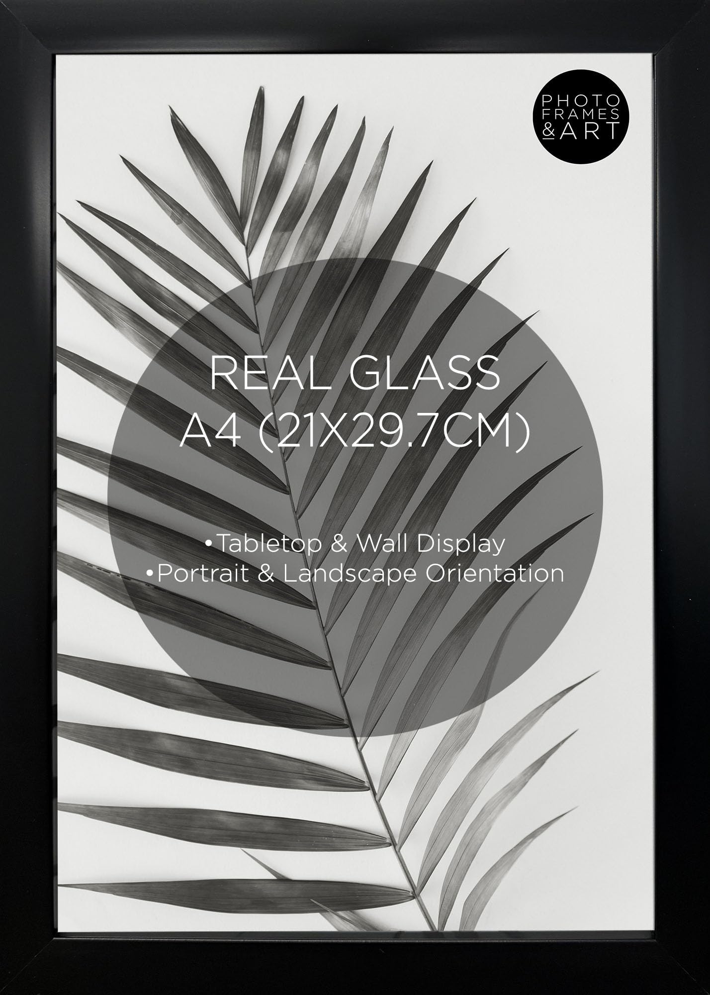 pf+a REAL GLASS A3 Black Frame Glass - PREMIUM A3 Picture Frame Black - Oxford A3 Print Portrait and Landscape Display — view 47