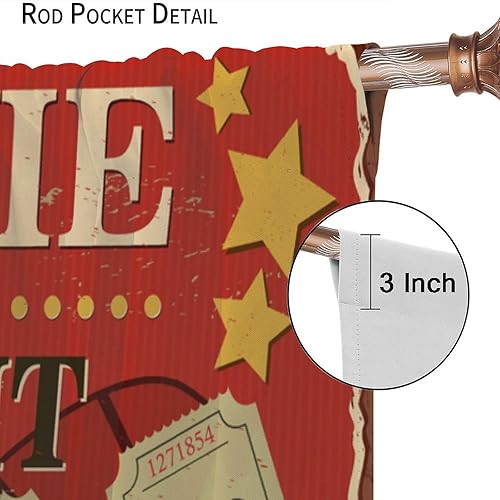 Miniatura 45 de Cortinas opacas para cine en casa, diseño retro moderno, tiras de película de palomitas de maíz para cámara de película, bolsillo para barra,