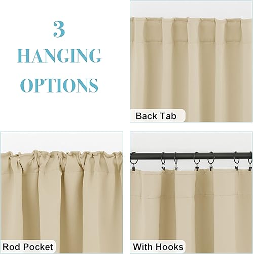 Miniatura 6 de RYB HOME - Cortinas para oscurecer la habitación, con pestaña trasera, cortinas de privacidad con bloques de luz solar, cortina de cocina para