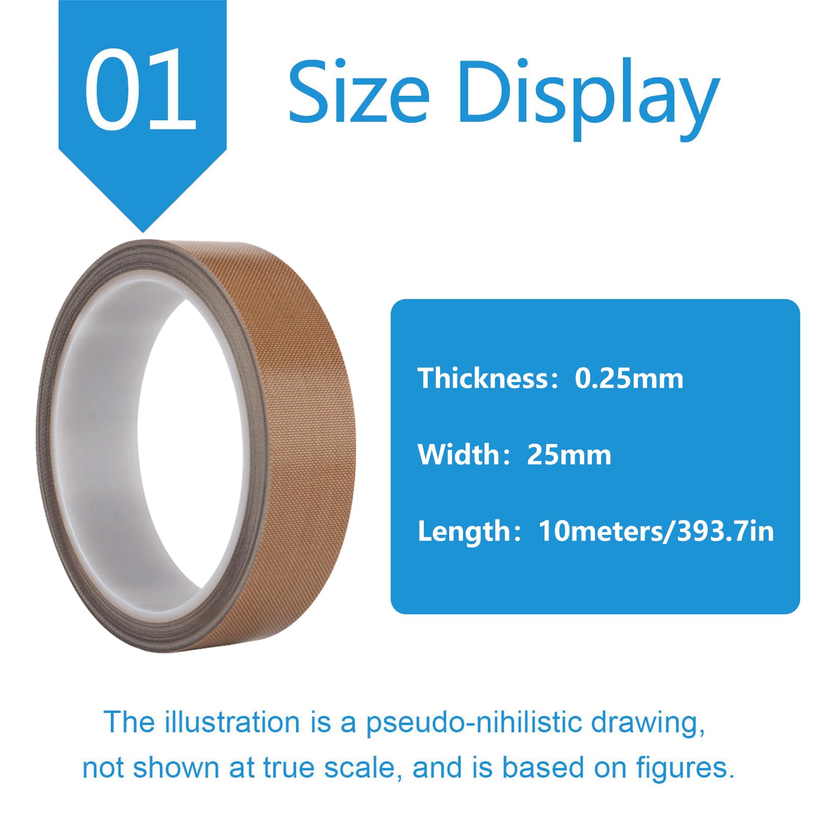 Cinta de PTFE de alta temperatura de 25 mm resistente al calor 260 C