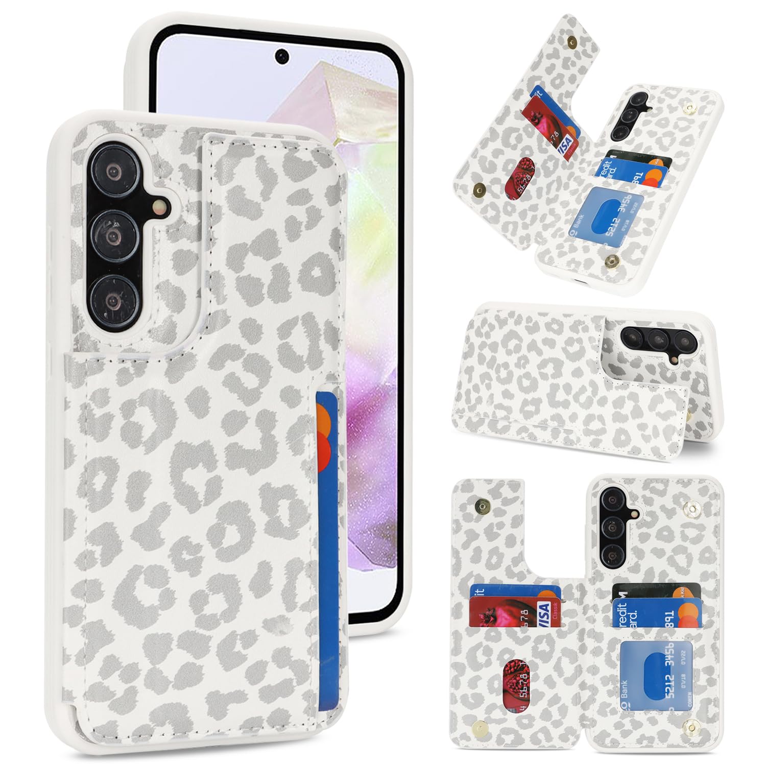 iCoverCase Compatible with Samsung Galaxy A35 5G Phone Case with Card Holder, A35 5G Wallet Case for Women Men, Magnetic Clasp RFID Blocking PU