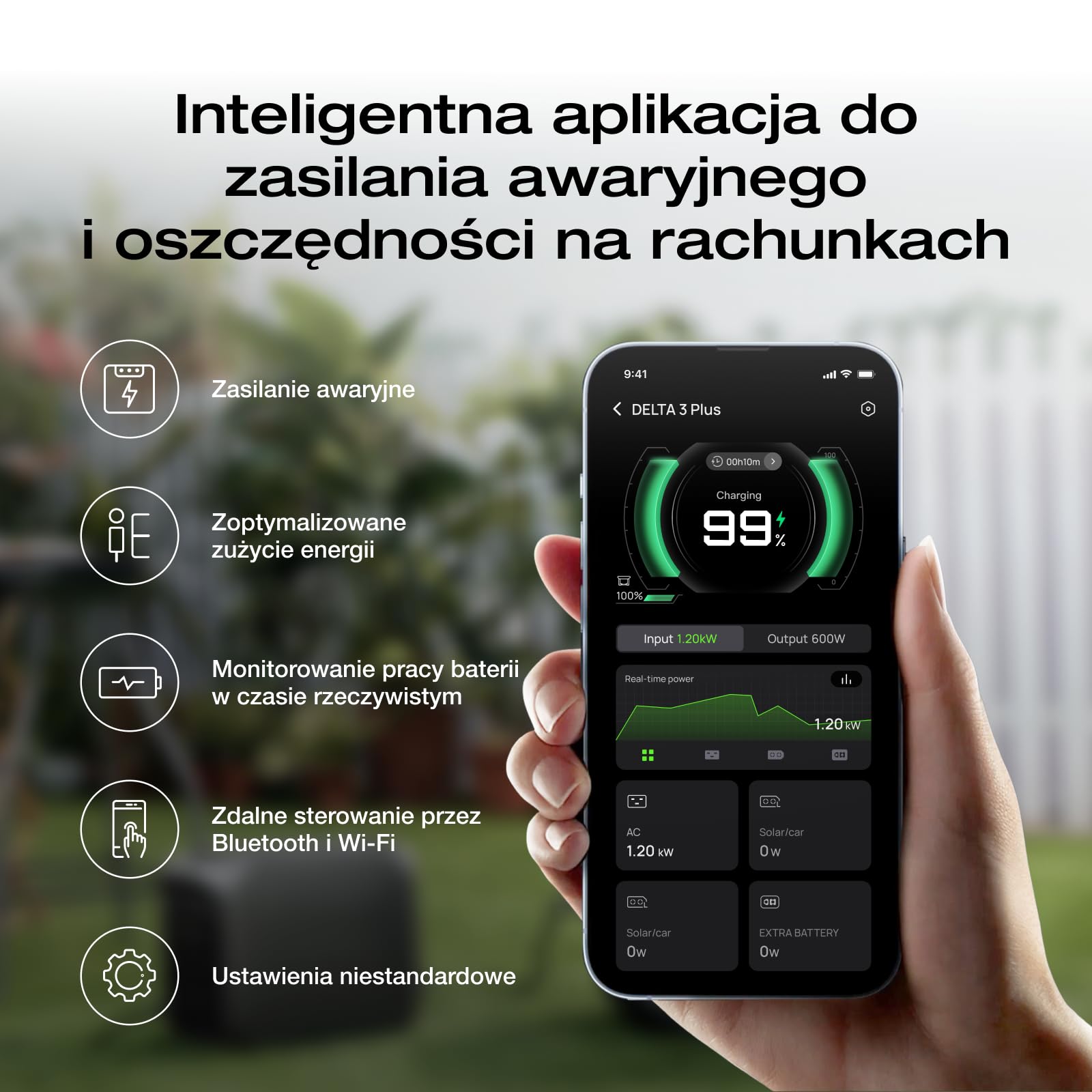 EF ECOFLOW DELTA 3 Plus Przenośna stacja zasilania E, bateria LiFePO4 1024 Wh, pełne naładowanie w 56 minut, generator fotowoltaiczny 1800 W (w trybie podwyższenia mocy 3600 W)
