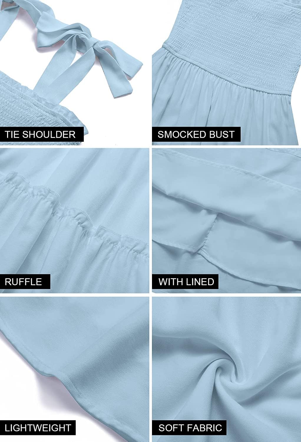 ZESICA Women's 2026 Summer Spaghetti Strap Sleeveless Square Neck Ruffle A Line Swing Mini Dress - Image 6