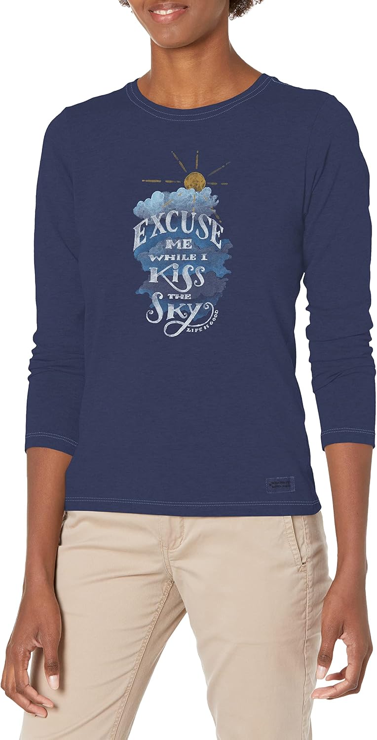 Life is Good Womens Long Sleeve Graphic T-Shirt Crusher Collection