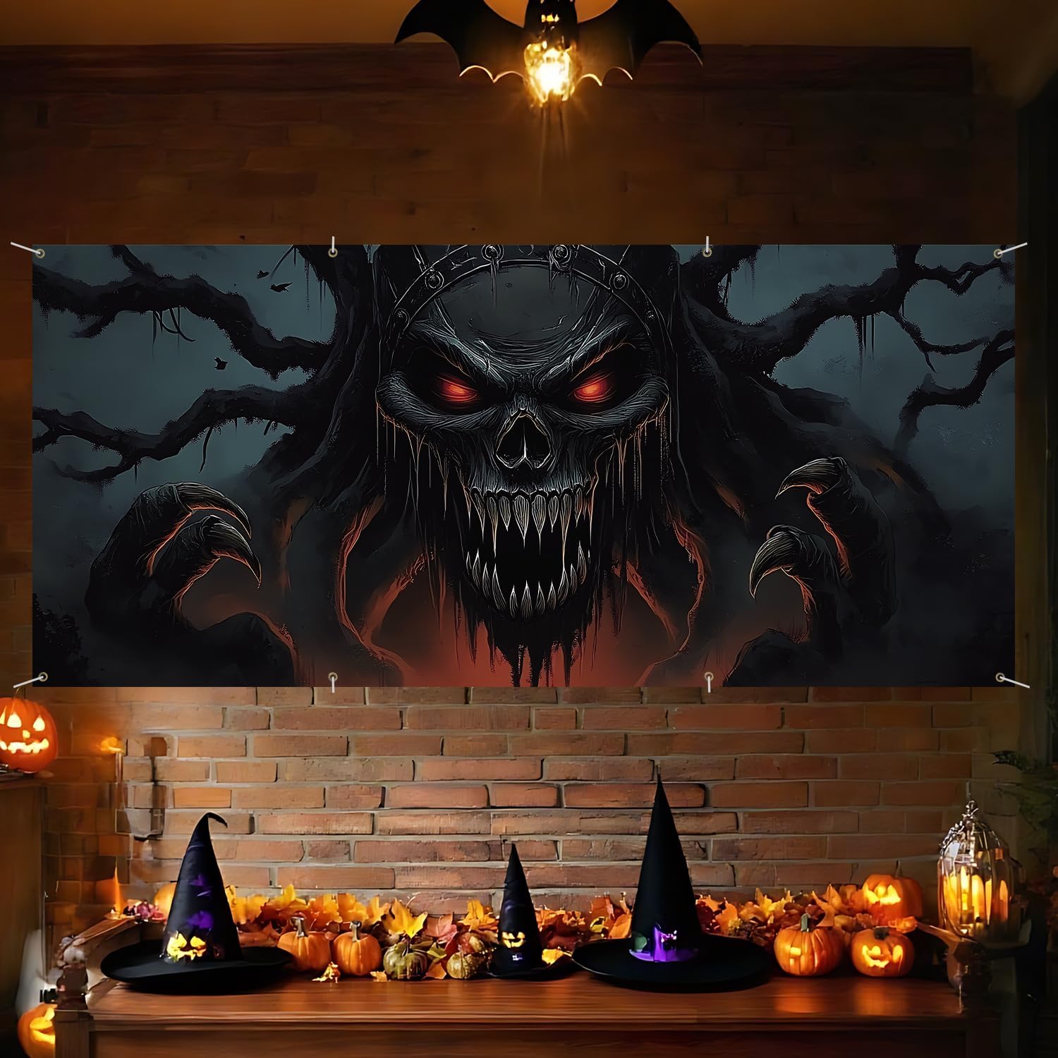 ANNA QUEEN Halloween Horrible Monsters Halloween Garage Door Banner 6 x 13FT,Outdoor Garage Cover Decoration Weird Thriller