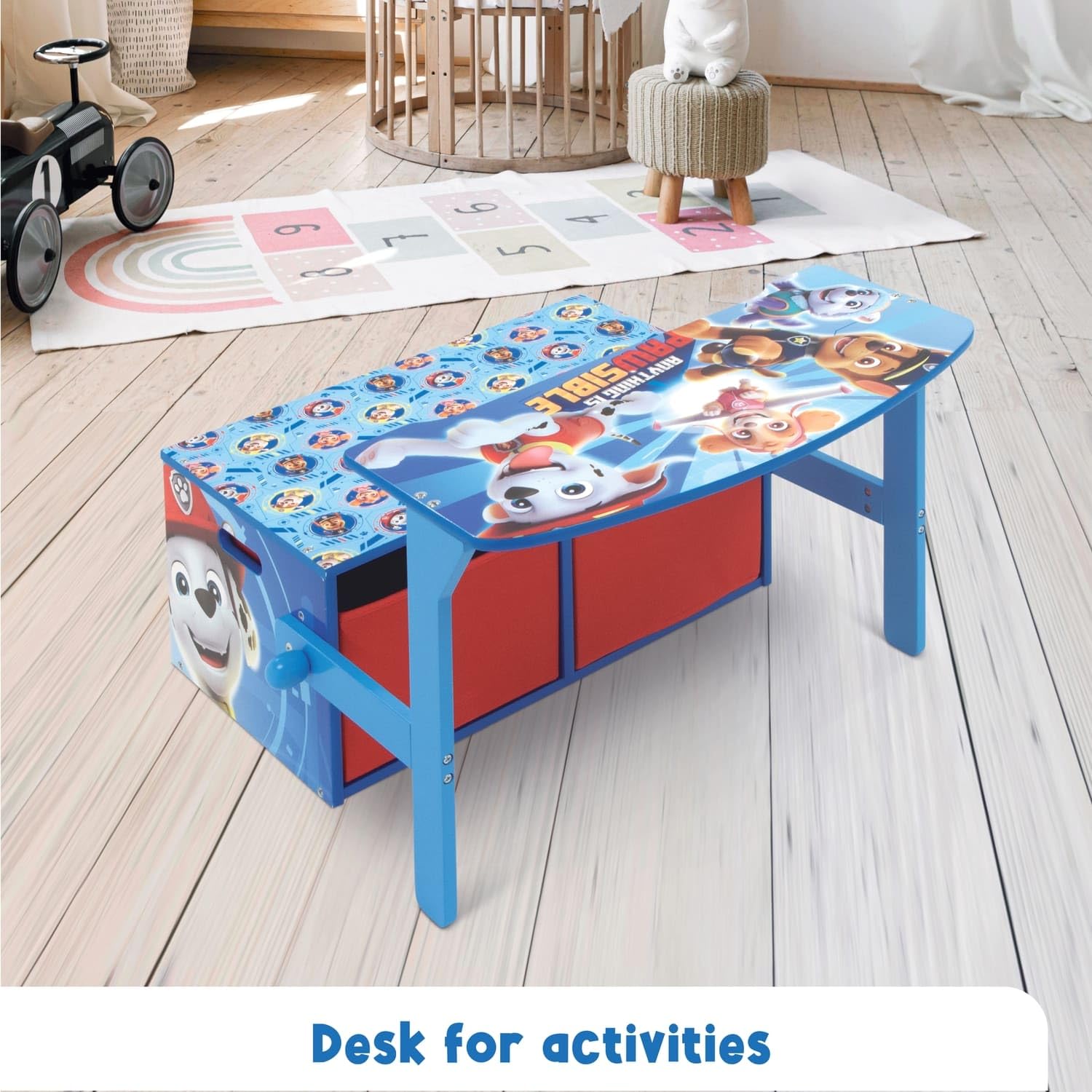 Banc à Jouets 3 en 1 en Bois modèle Paw Patrol