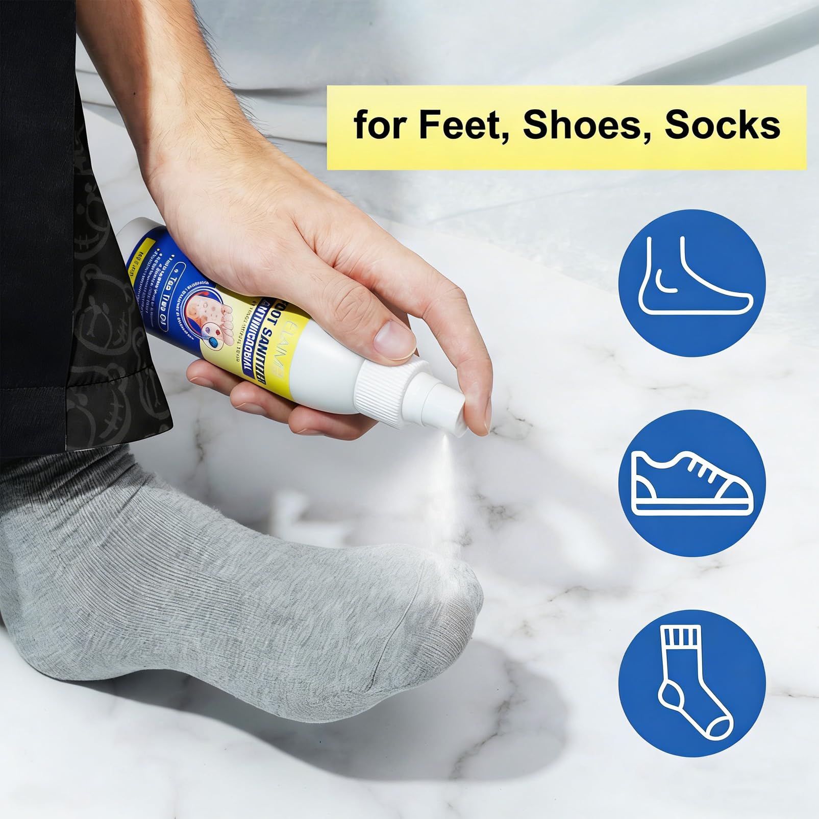 Spray para pies, 120 ml de aceite de árbol de té para pies de atleta, prevención de hongos en los pies, elimina el olor de los pies para hombres y mujeres