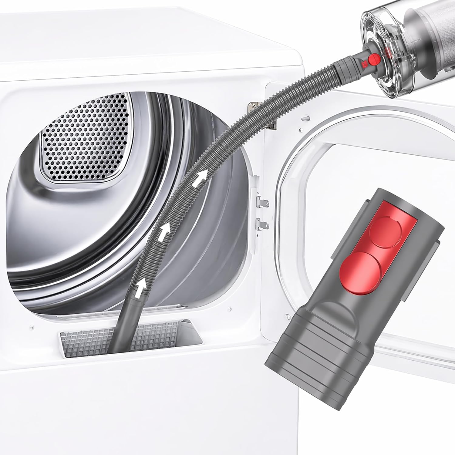 Dryer Vent Cleaner Kit, Lint Vacuum Attachment Adapter Compatible with Dyson V7/V8/V10/V11/V12/V15 Cordless Vacuums (Gray)
