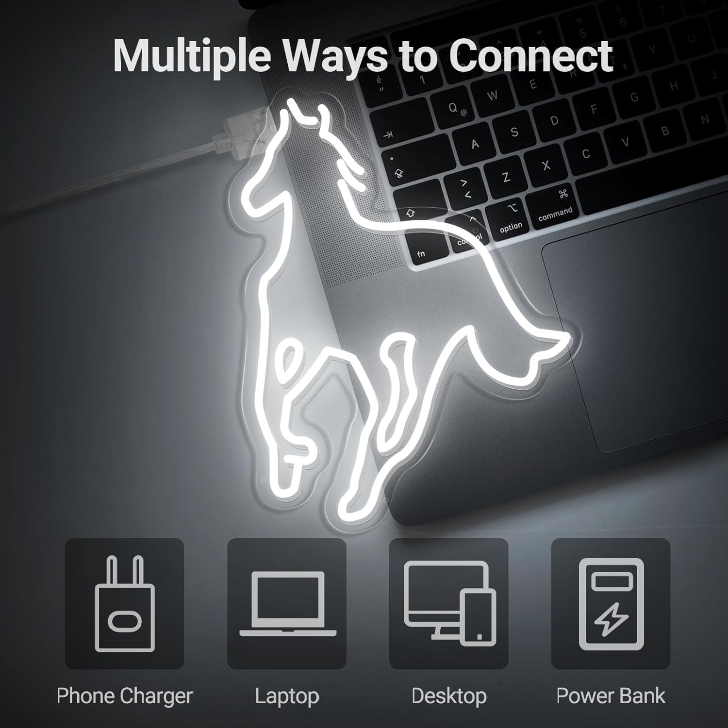 Horse Neon Sign, White Wildlife Animal Running Horse Led Neon Light Sign, Handmade Aesthetic Art Natural Running Horse Night Lamp Wall Decor, Man Cave Bar Gift Bedroom Office Home Party - 15''