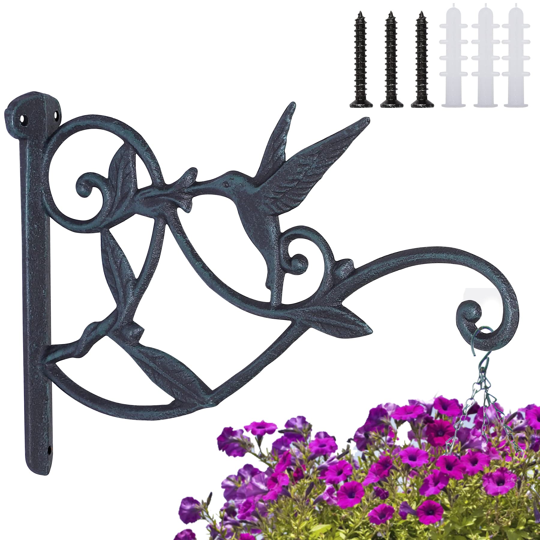 Crochets muraux pour pots de fleurs colibri, déco de balcon et terrasse rustique