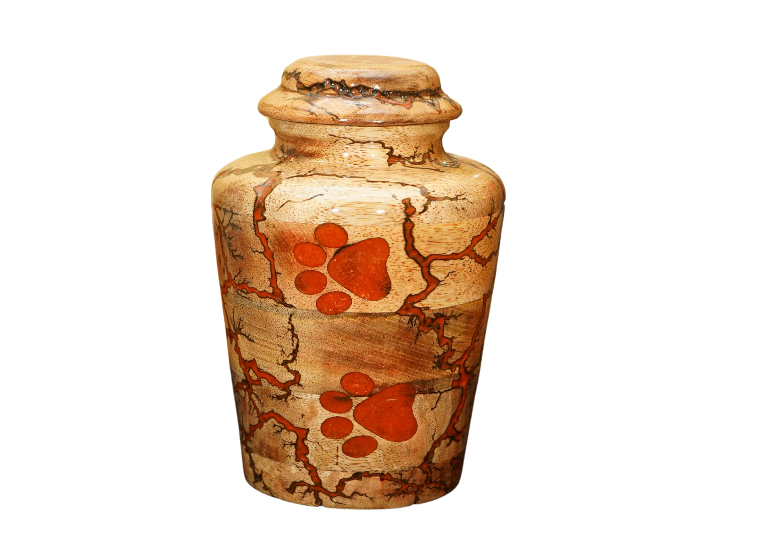 Wooden Urn for Pet Ashes Urn for Dog urn for cat Cremation Pets Memory Box Handcrafted urns Box Multi Color.. (Orange, Medium 110 LBS)