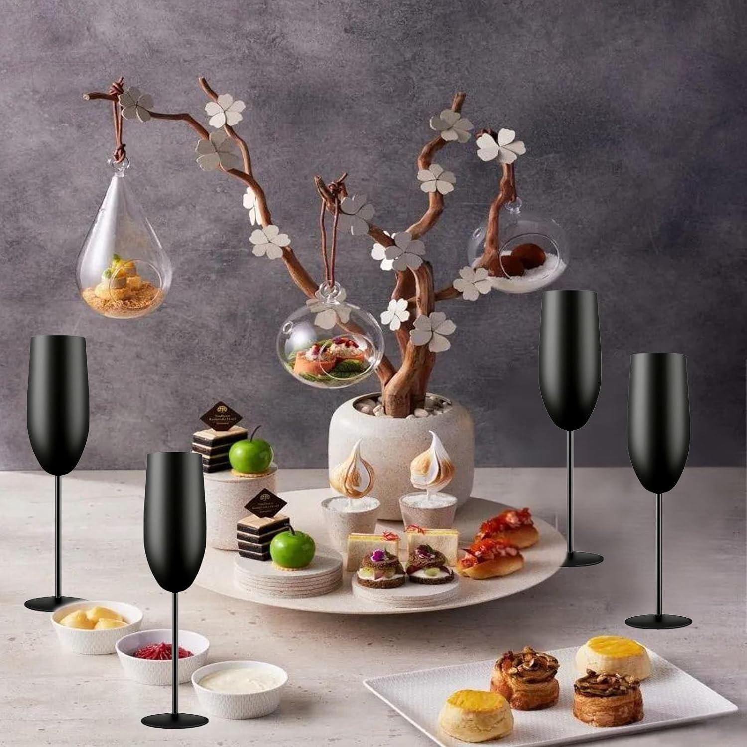 Champagne Glasses Set of 2 Stainless Steel Champagne Flutes Wedding Gifts for Bride 8.5 oz Unbreakable Champagne Glasses for Party Wedding Christmas Anniversary Brithday (Matte-Black) - Image 6