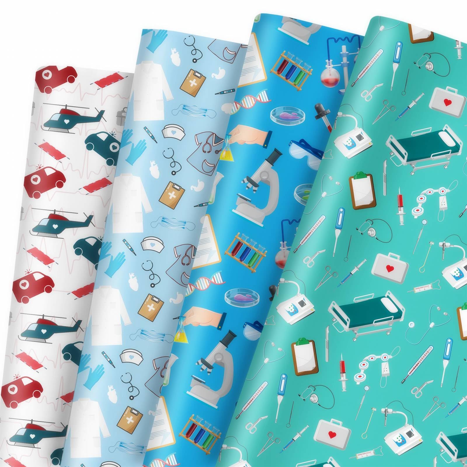 GleeWrap Medical Wrapping Paper, 12 Sheets Medicine Themed Gift Wrap Paper for Nurse Doctor Birthday and Themed Event Gift Packing, 50 x 70cm