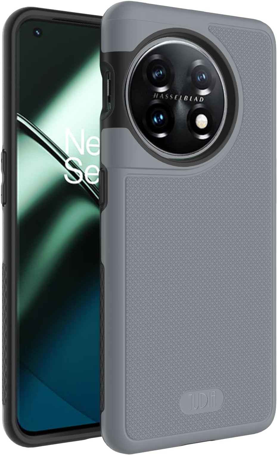 TUDIA DualShield Grip designed for OnePlus 11 Case 5G (2023), [MergeGrip] Dual Layer Shockproof Slim Military Grade Non-Slip Tough Heavy Duty Protective Phone Case Cover (Gray)