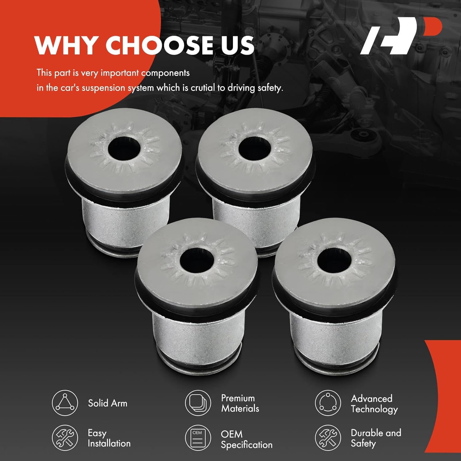 A-Premium Set of 4, Front Upper Control Arm Bushing Kit, Compatible with 1995-2011 Ford & Mazda & Mercury, Explorer, Explorer Sport Trac, Ranger, B2300, B2500, B3000, B4000, Mountaineer