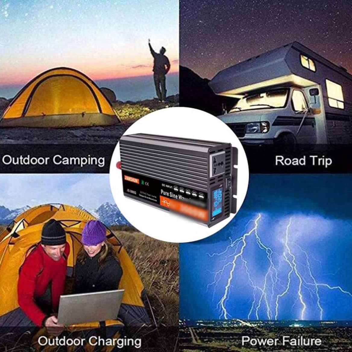 Power Inverter 3000W 4000W 5000W 6000W Inverter Onda Pura Trasformatore di Potenza Convertitore DC 12V 24V 48V 60V AC 220V 230V 240V Inverter Fotovoltaico-con Display LED,5000W-48V