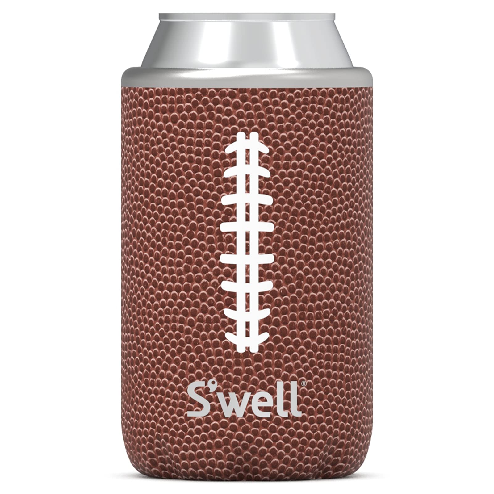 S'wellStainless Steel Chiller - End Zone - Fits 12oz Cans and Slim Bottles Triple-Layered Vacuum-Insulated Keeps Drinks Cool for Up to 6 Hours - Dishwasher-Safe BPA-Free for Travel