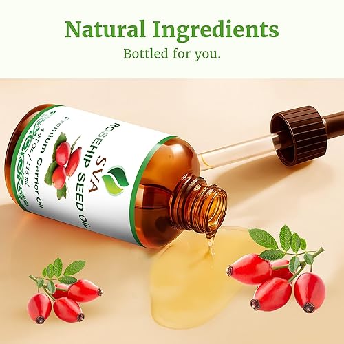 Miniatura 8 de SVA Organics Aceite de rosa mosqueta prensado en frío 4 onzas 100 puro natural de grado terapéutico sin refinar con cuentagotas para cara piel