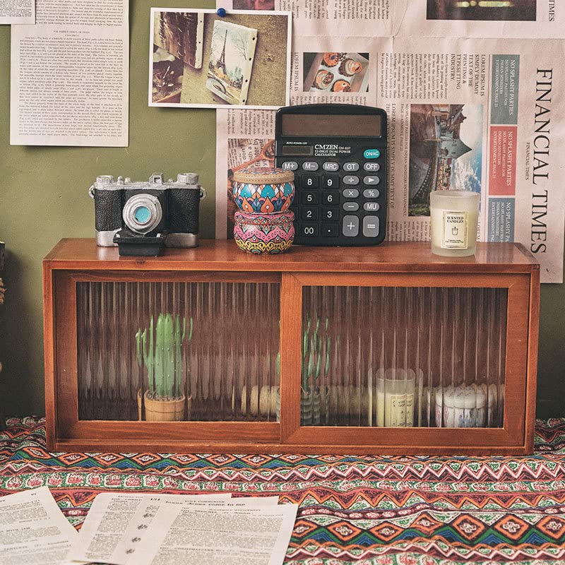 Amazon｜収納キャビネット レトロ風 北欧風 卓上収納ボックス 木製