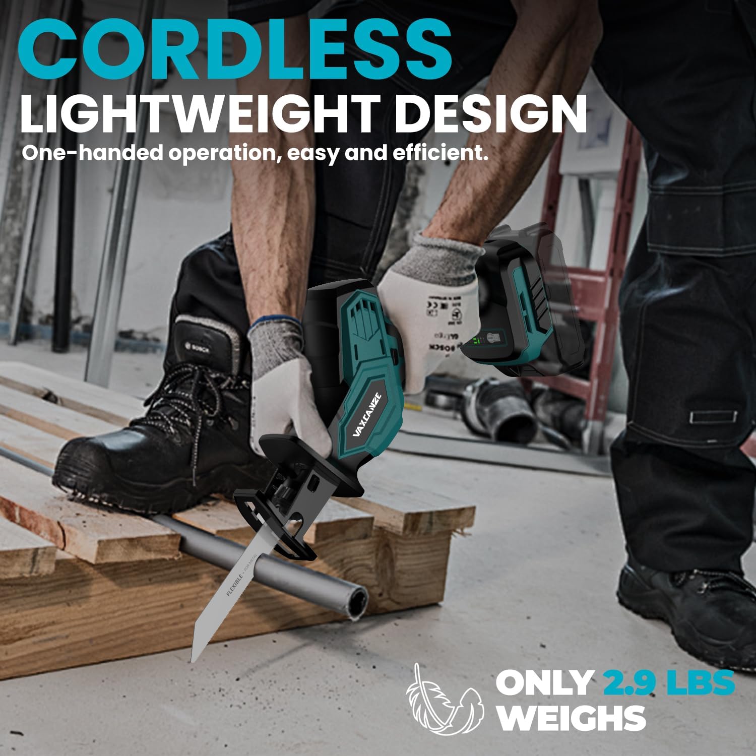 Cordless Reciprocating Saw for Makita Battery, 3 Variable Speed 0-3500 Brushless Motor, Tool-free Blade Change, 4 Saw Blade Potable Recipro kit for Wood/Metal/PVC Cuts - Tool Only